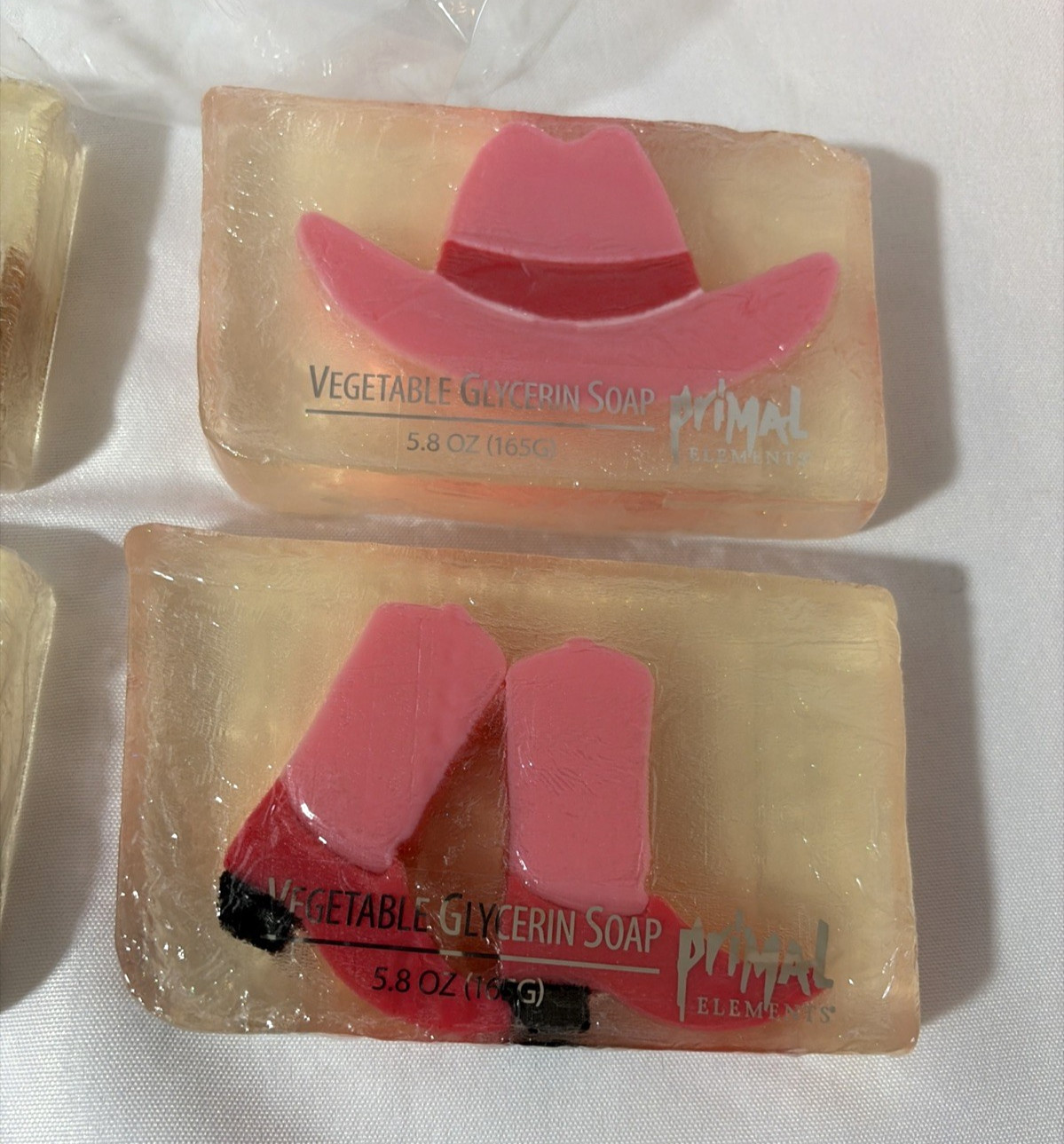 Primal Elements Western Themed Hats / Boots Glycerin 5.8 oz Bar Soap 4 Pack