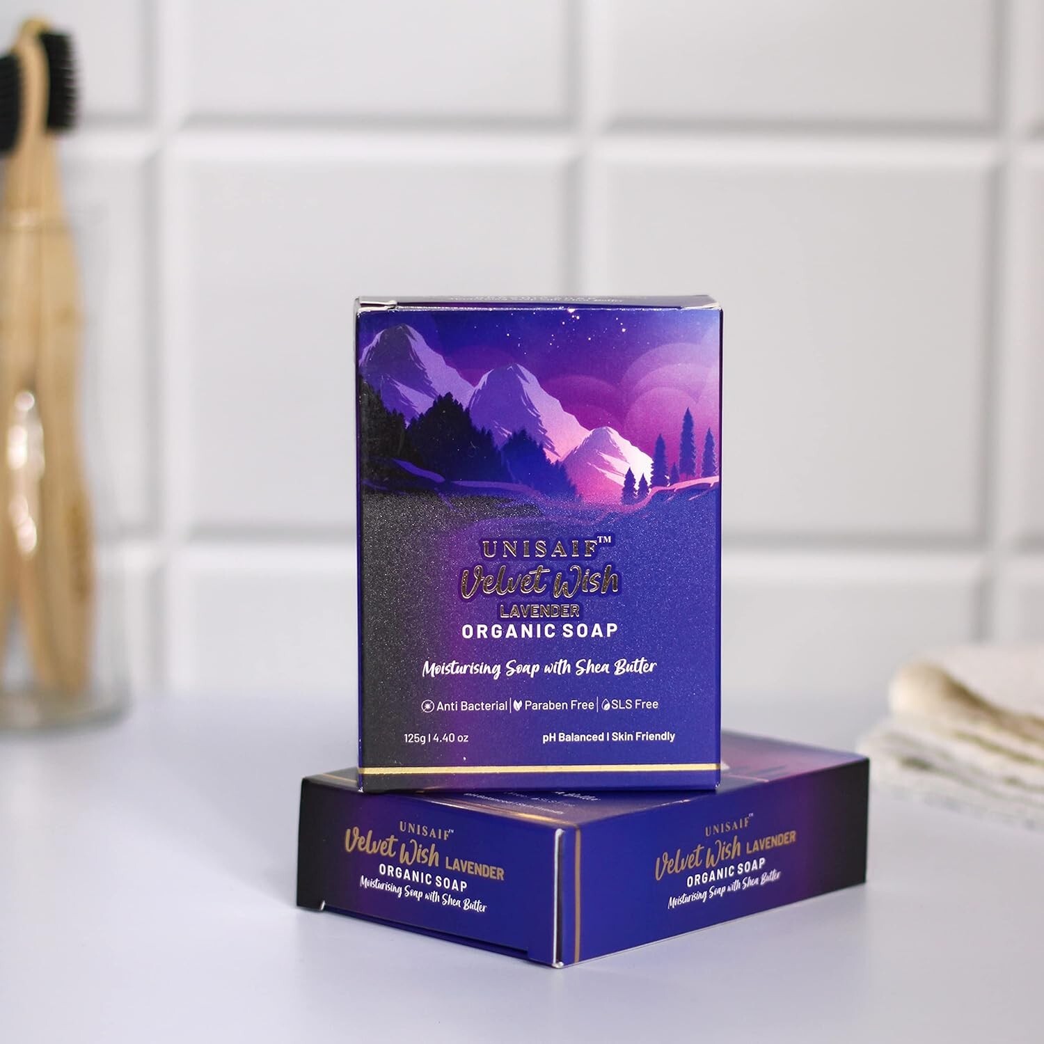Unisaif Velvet wish Lavender Organic Body Soap Bar Moisturizing With Shea Butter