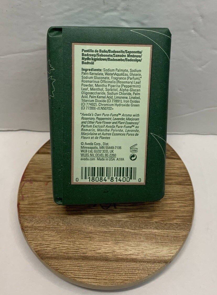 AVEDA Rosemary Vegan Soap Mint Bath Bar 7oz 200ml Full Size Bar New