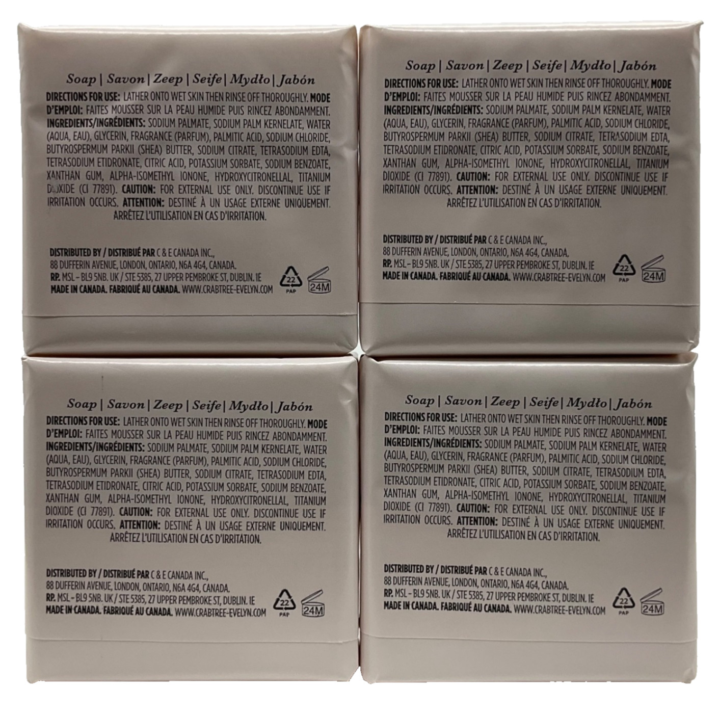 Crabtree & Evelyn Vanilla & Shea Butter Bar Soap Triple Milled 4×3.5oz