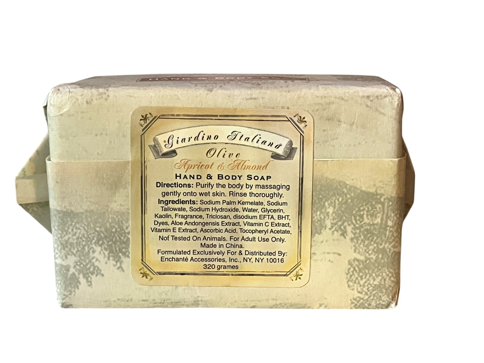 NEW Giardino Italiano Olive Apricot & Almond Hand & Body Soap 11oz- 1 Bar