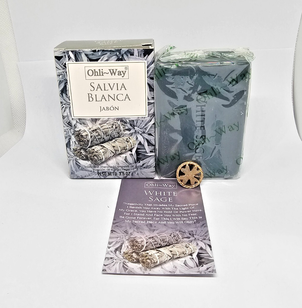 JABON SALVIA BLANCA / WHITE SAGE SOAP ALEJA LAS MALAS ENERGIAS LIMPIA MALA VIBRA