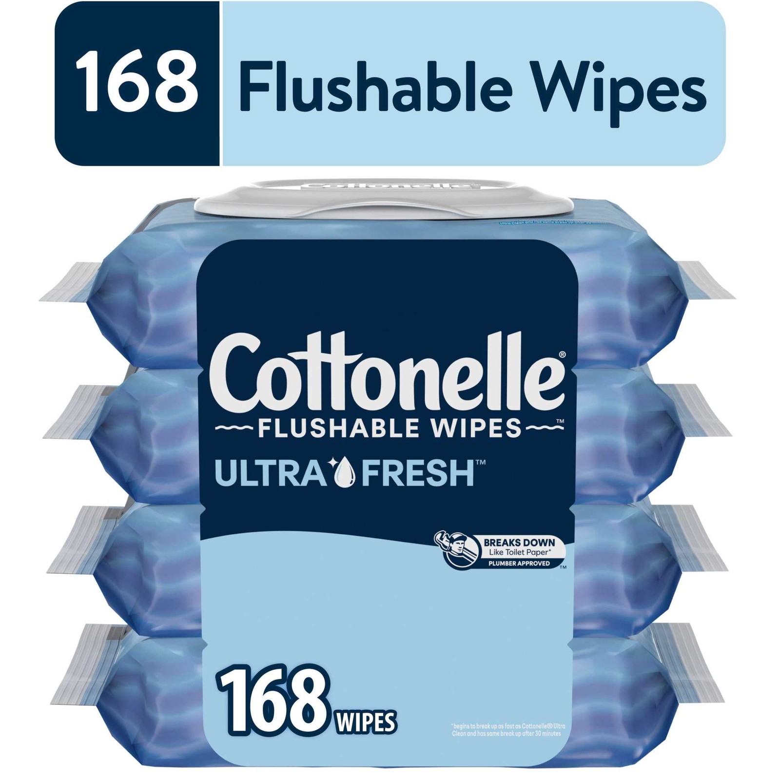 Ultra Fresh Flushable Wet Wipes 4 Flip-Top Packs