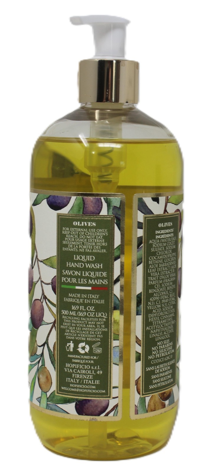 Olives Hopificio Firenze Hand Wash Soap 16.5 oz Luxury Brand New Made in Italy