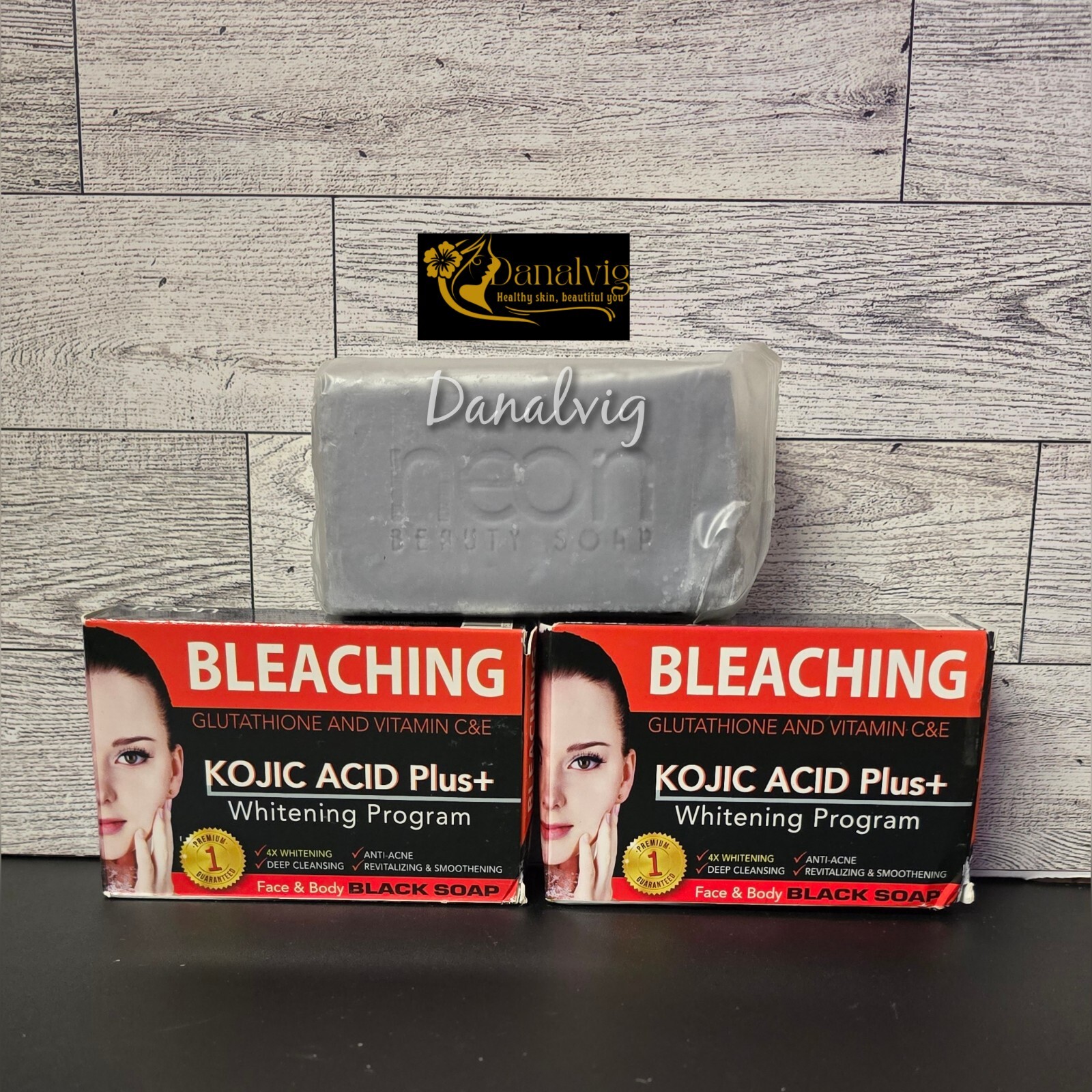 2x Kojic Acid Plus+ Whitening Program Black Soap Vit C&E Bleach (2 Pcs)