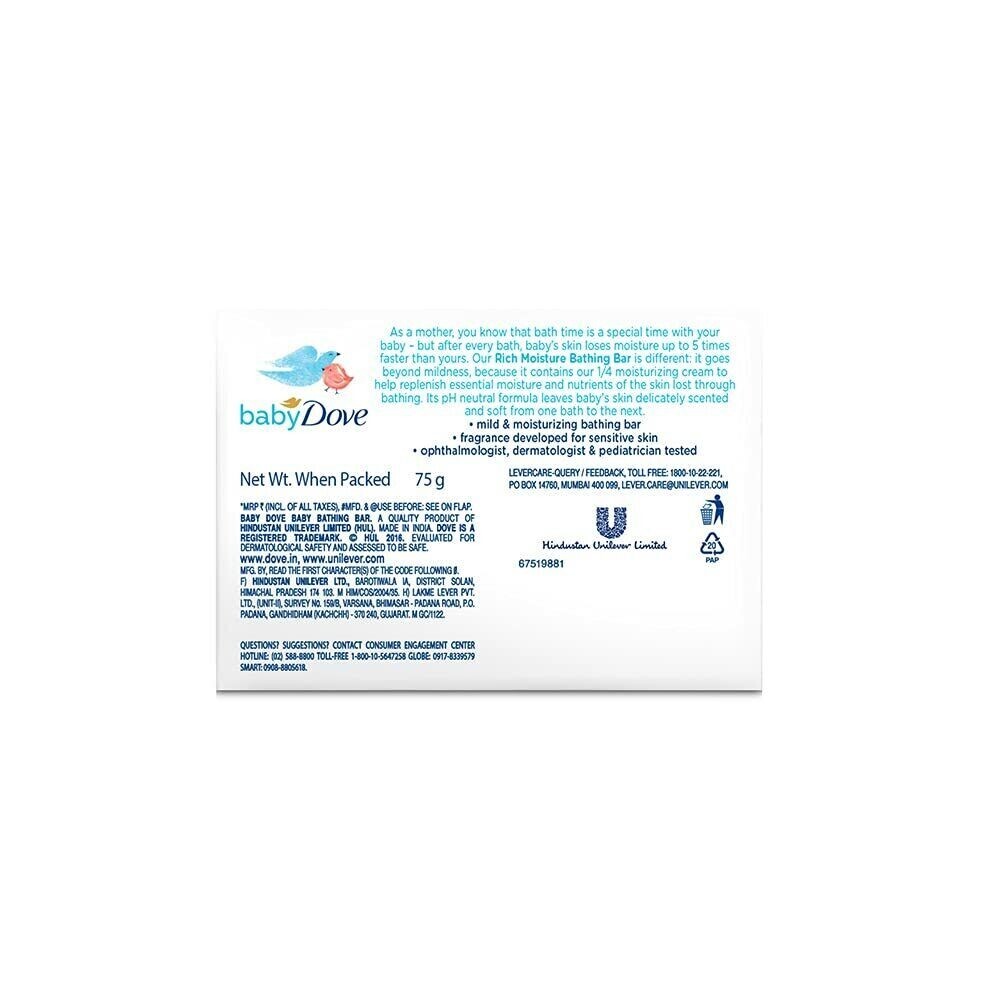 Baby Dove Rich Moisture Bathing Bar 75 g (Combo Pack of 3) Gentle Soap for Baby’