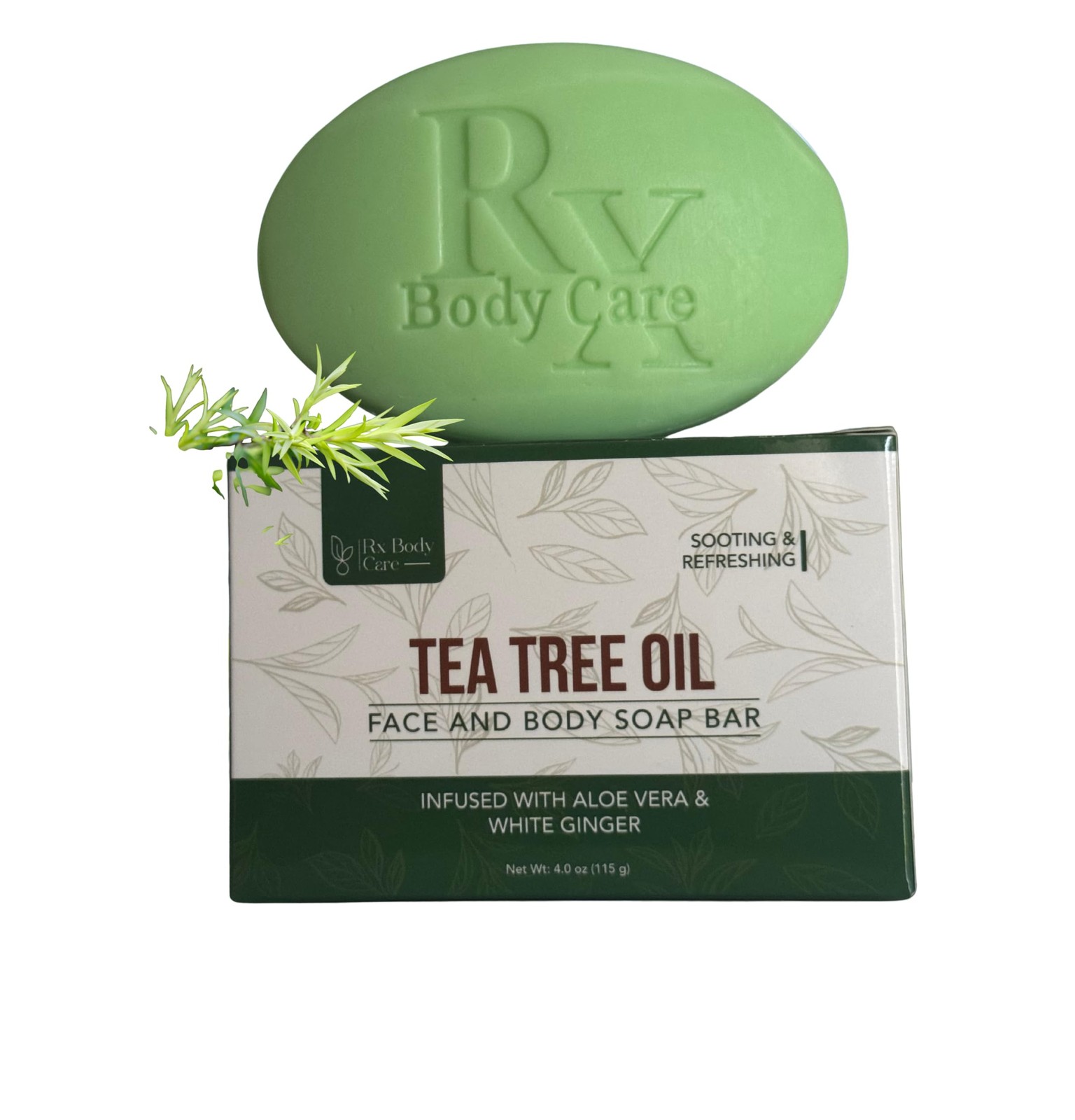 RX Body Care Tea Tree Oil Soap Bar For Face & 4.0 oz 4 Ounce (Pack of 1)