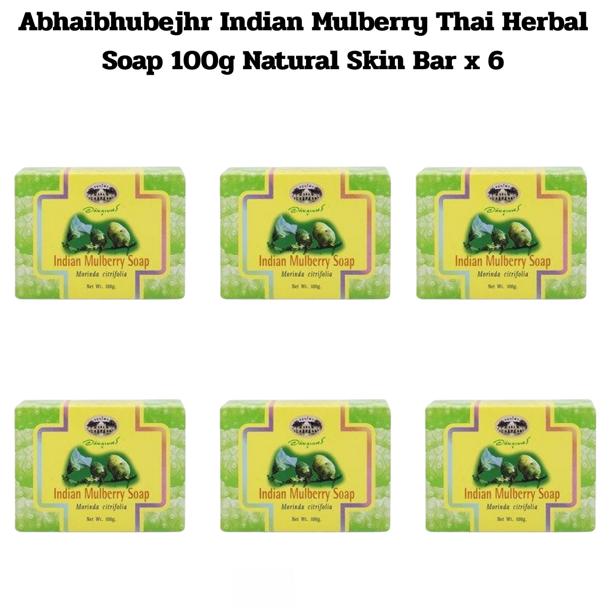 Abhaibhubejhr Thai Indian Mublerry Soap 100g Natural Skin Bar x 6