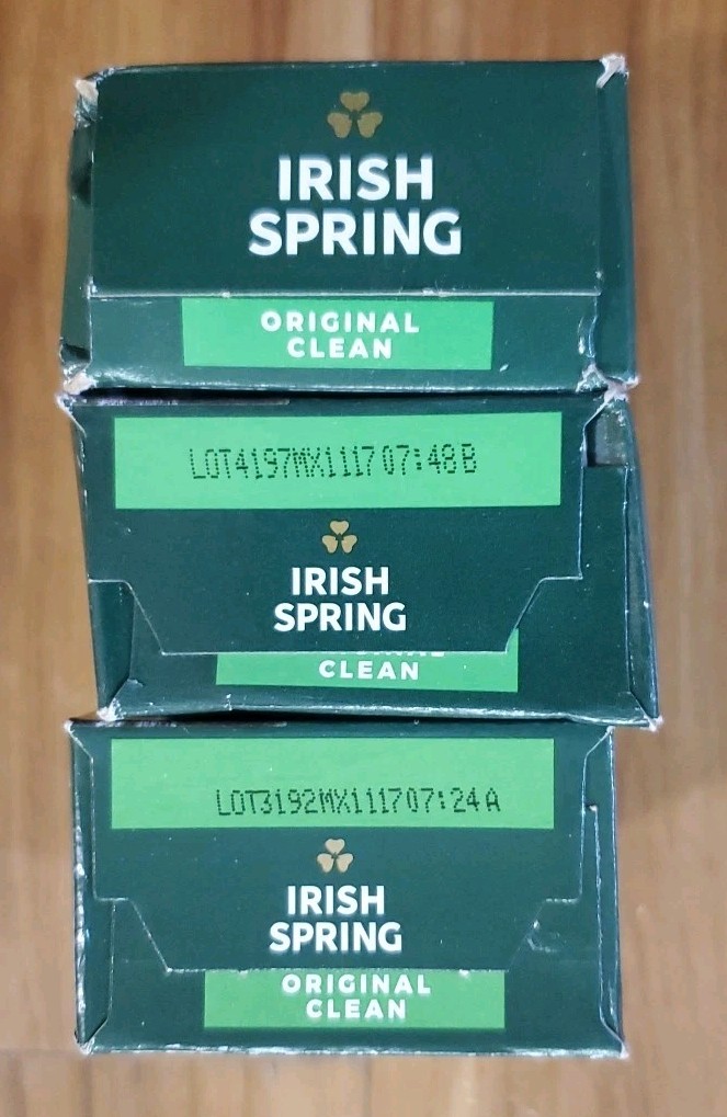 Irish Spring Deodorant Bar Soap Original Clean Flaxseed 3 Bars 4 oz And 3.7 oz