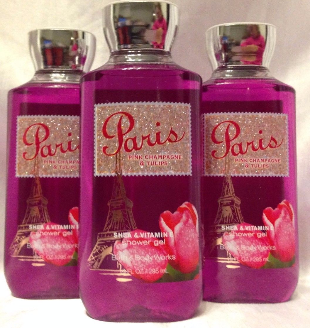 3 Bath & Body Works Paris Pink Champagne & Tulips Shower Gel Shea & Vitamin E