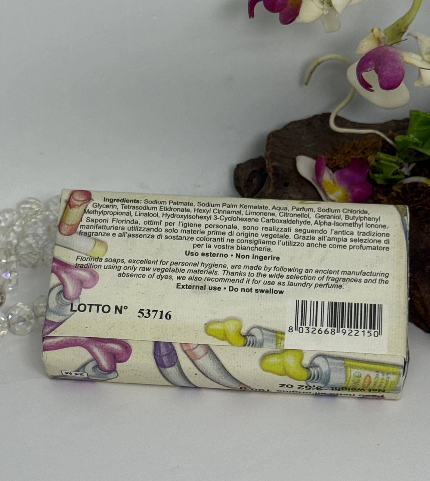 2x Florinda Vegetable Perfumed Bath Soap – Talc & Flower Cotton – 3.52 oz – New