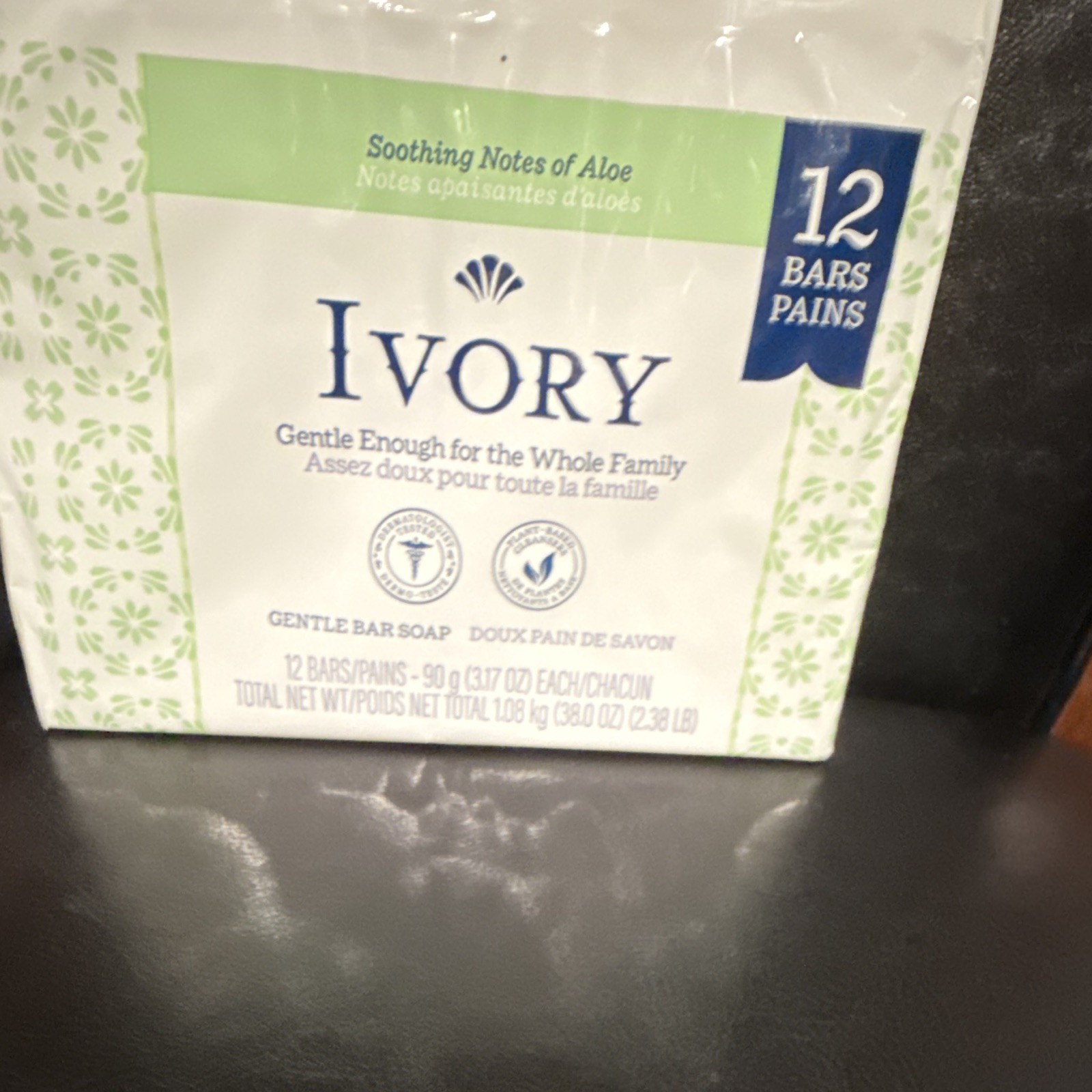 Ivory Gentle Bar Soap Soothing Notes of Aloe, 12 Bars, 3.17 oz Each