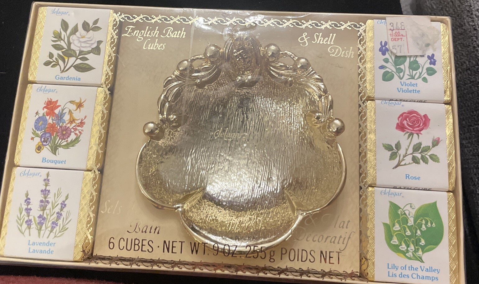 Vintage Delagar Country Bouquet Bath Set With Dish NEW SEALED IN BOX Hills Store