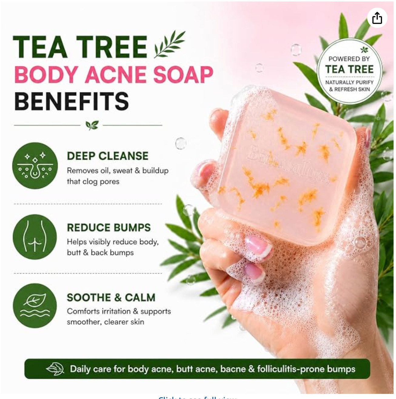 Body Acne Soap Bar Antibacterial Bar for Butt, Thighs, Back, Body Acne, NIB