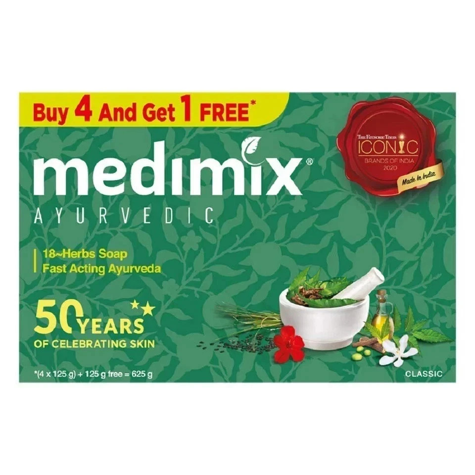 5 X 125g Medimix Ayurvedic Classic 18 Herbs Soap Free Ship