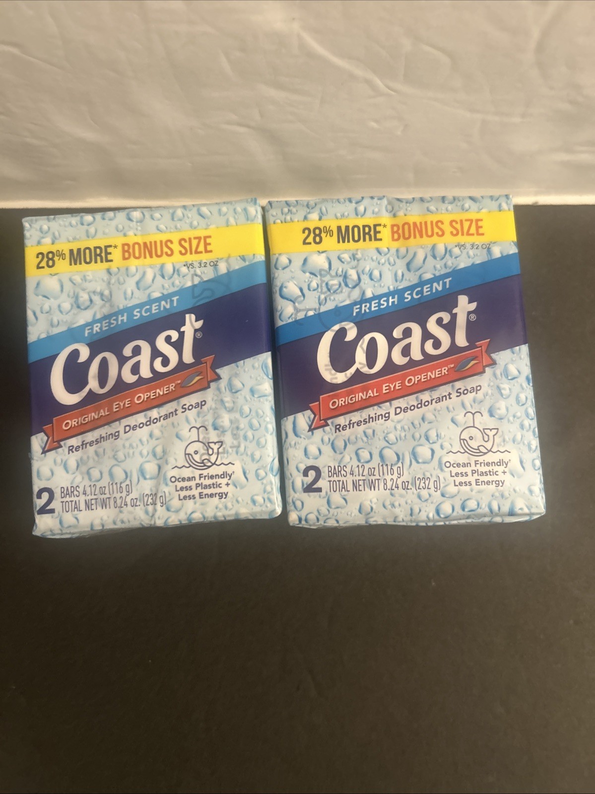 Pack of 2 Coast Deodorant Soap Bar Fresh Scent 4.12 oz Each Eye Opener