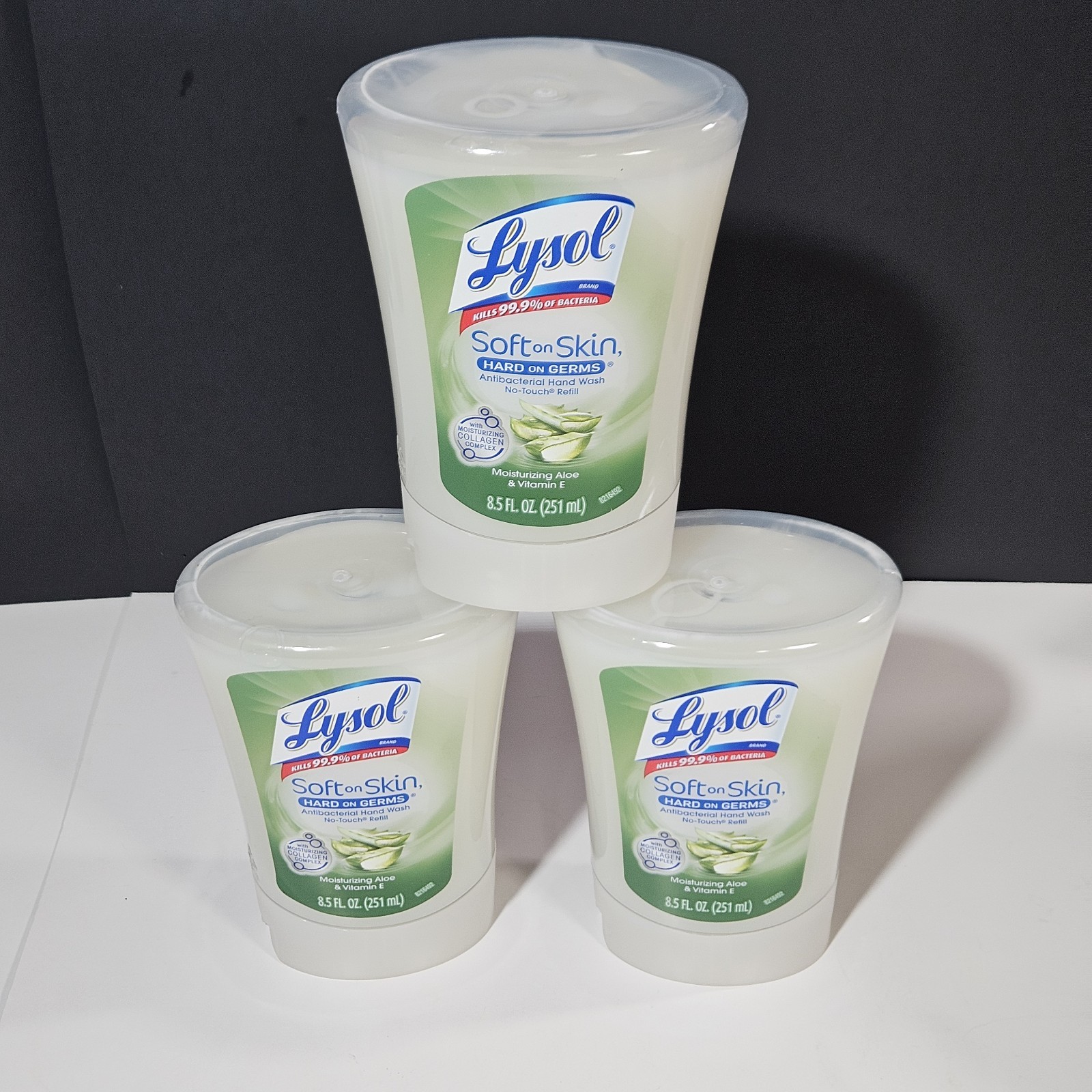 3 Lysol No-Touch Hand Soap System Refills Aloe Vera & Vitamin E 8.5 Fl Oz New