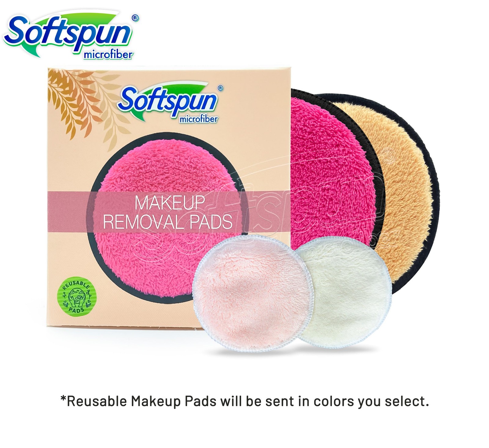 SOFTSPUN Microfiber Reusable Makeup Remover Pads, 4 Pack, Grey & Pink, 280 GSM