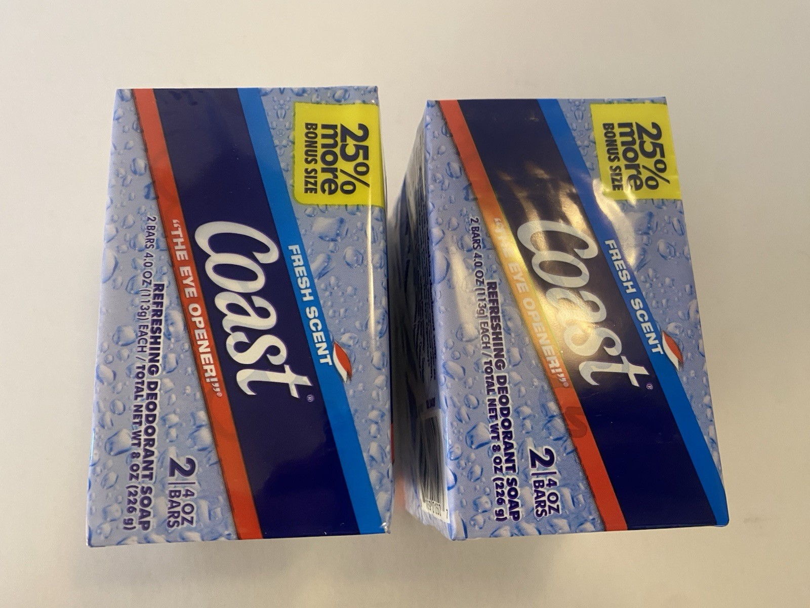 Coast Deodorant Soap Bar Fresh Scent 4.12 oz Each Eye Opener Pack – 4 Bars Total