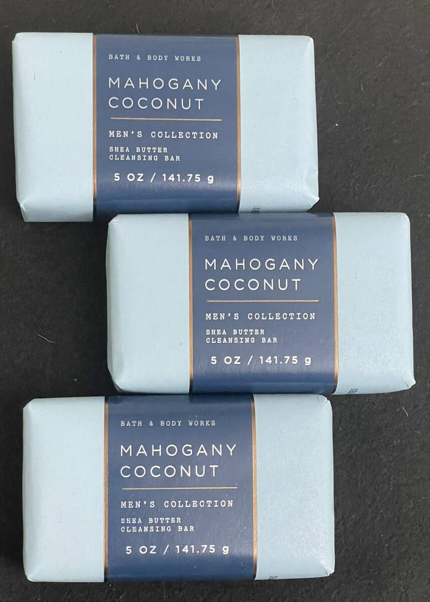 Lot Of 3 – Bath & Body Works MAHOGANY COCONUT CLEANSING BAR SOAP 5 Oz. Each