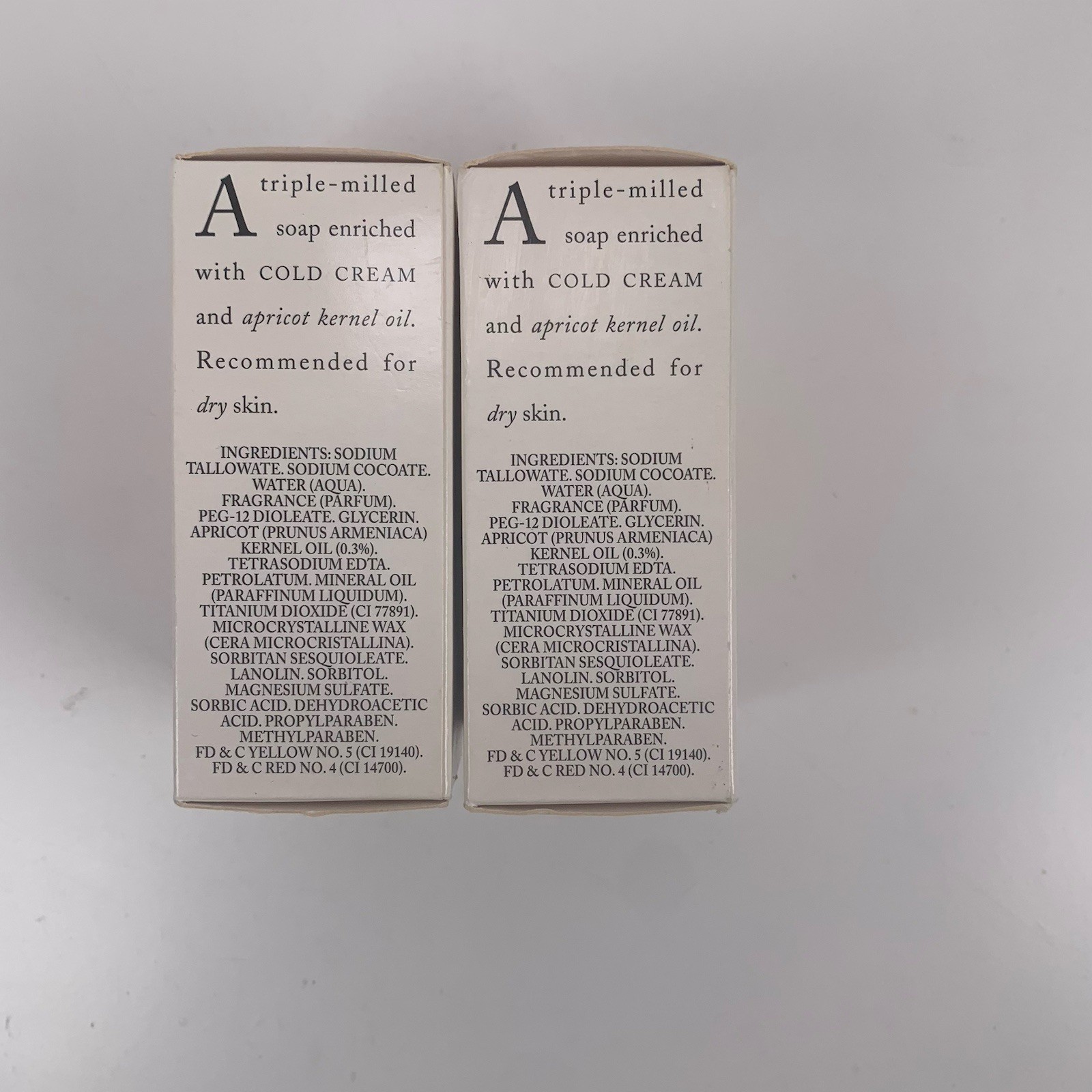 (2) Crabtree & Evelyn APRICOT KERNEL OIL SOAP Bars 1995 Vintage 3.5 oz / 100g
