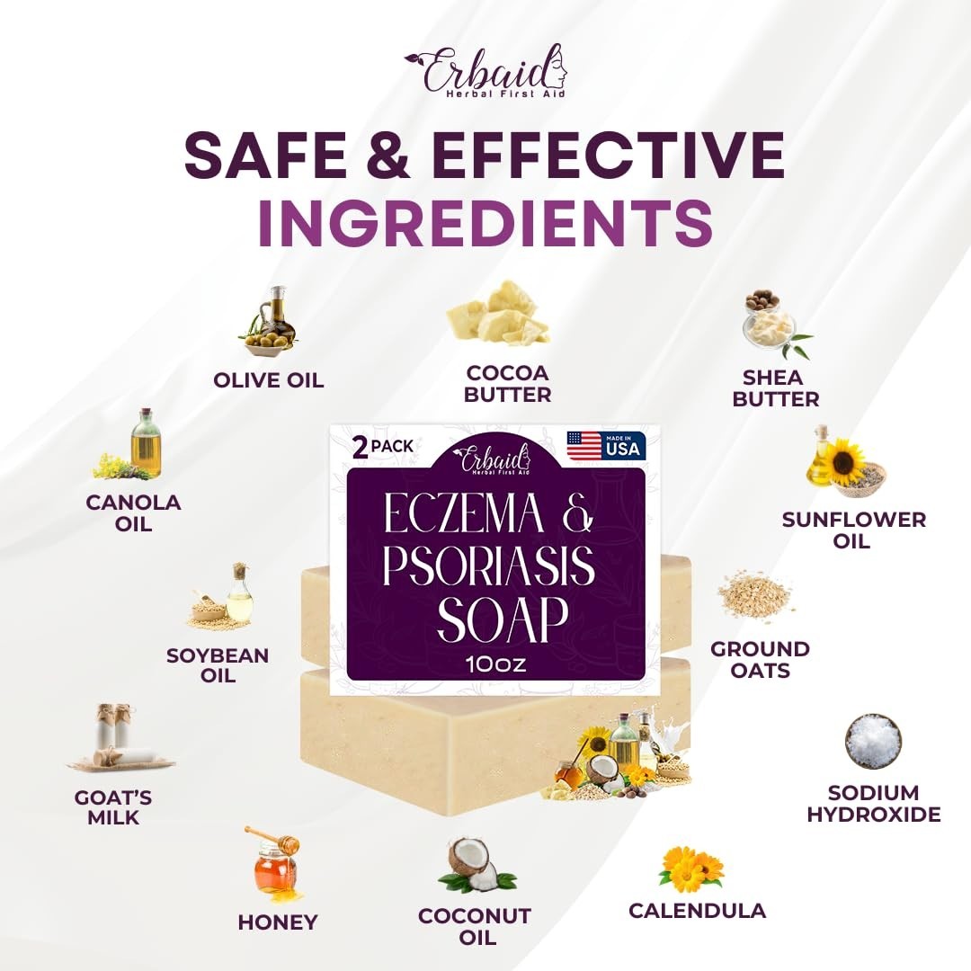 Eczema Soap Bar for Face and Body – All Natural Dermatitis, Psoriasis Treatme…