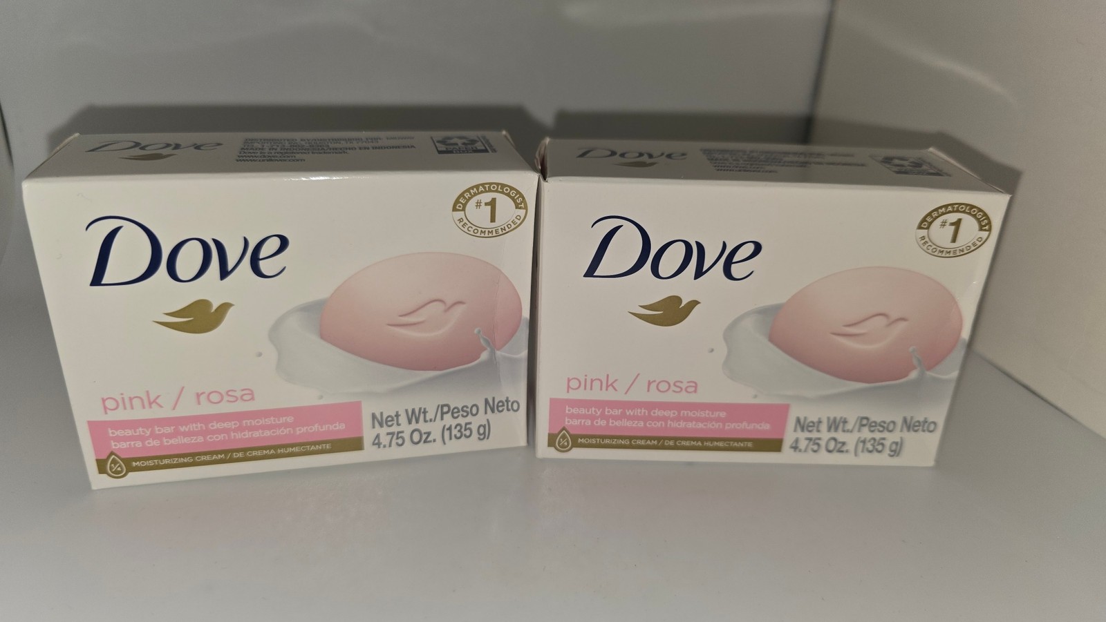 2 Pack Dove Pink Rosa Beauty Bar Deep Moisture Moisturizing Soap 4.75 oz Each