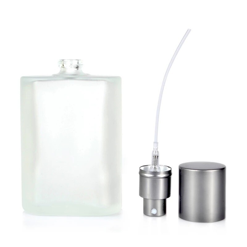 Refillable Perfume Spray Glass Atomizer Empty Bottle Flat Shape Frosted Style
