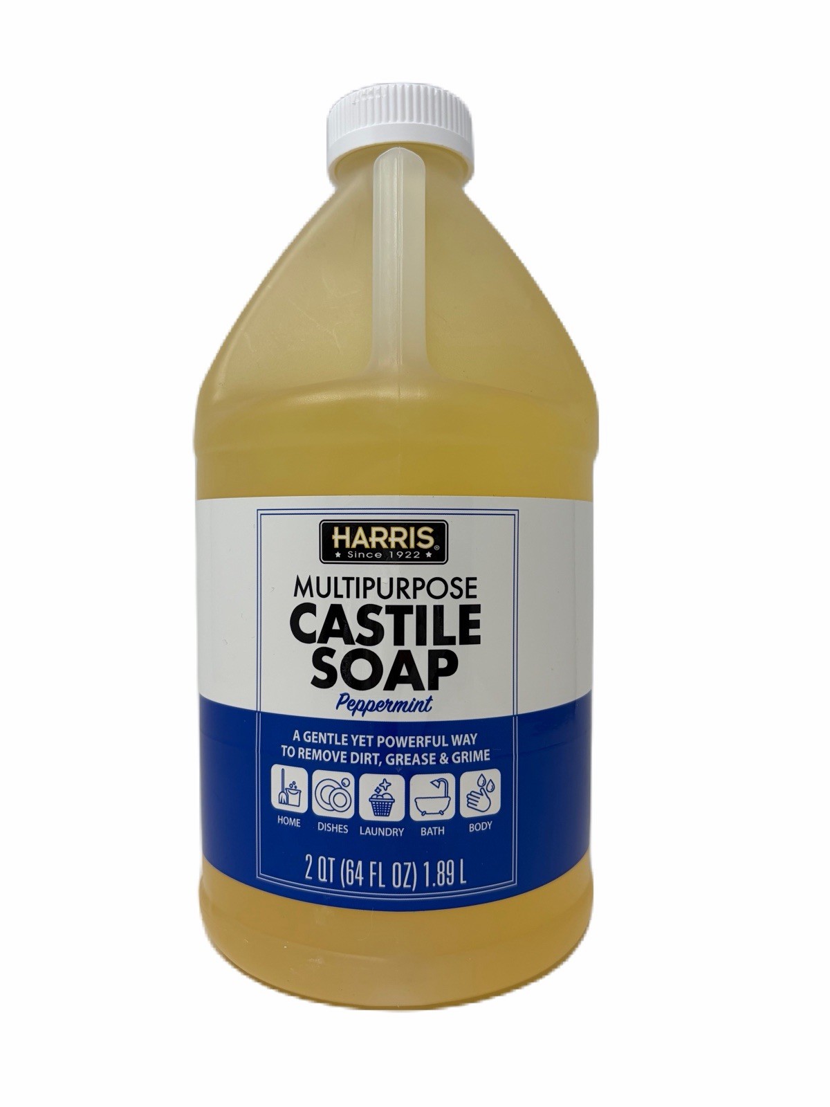 Harris Peppermint Multipurpose Castile Soap 2qt 64 Fluid Oz Bottle