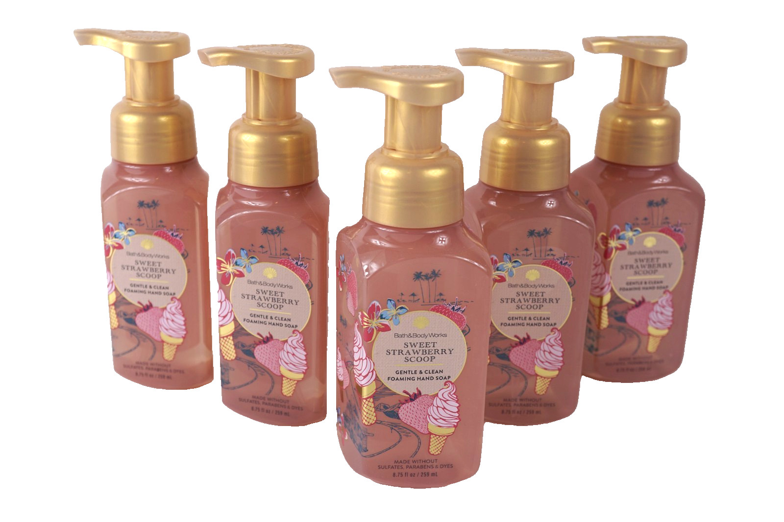 X5 BATH & BODY WORKS SWEET STRAWBERRY SCOOP GENTLE & CLEAN FOAMIONG HAND SOAP