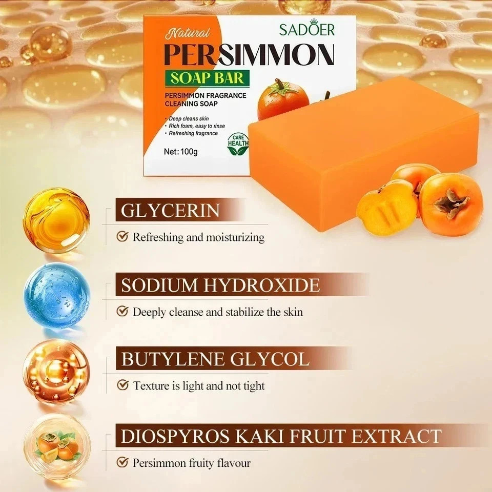 Kaori Persimmon Soap Bar Natural Odor Care for Mature Skin Daily Cleansing