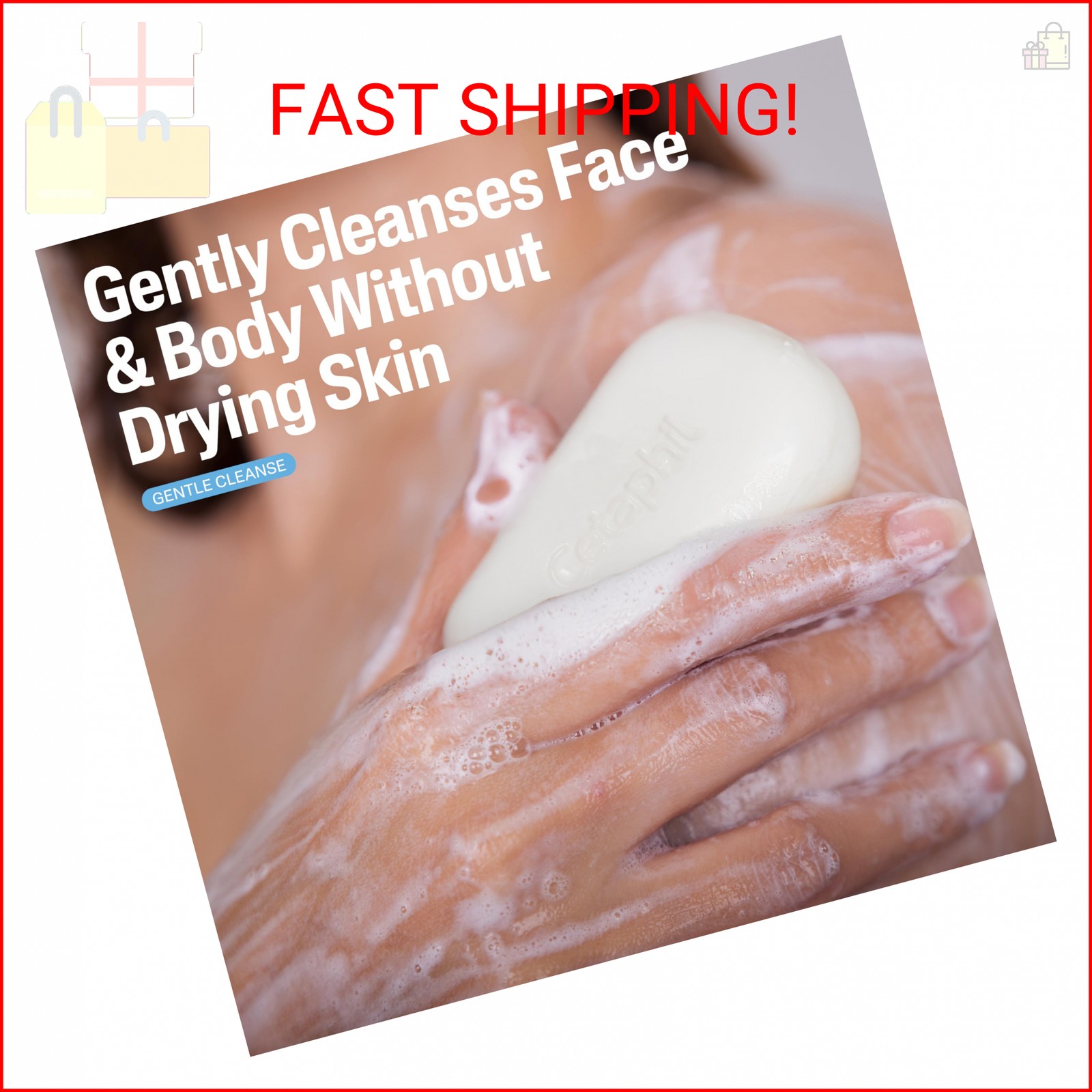 Cetaphil Gentle Cleansing Bar Soap, Sensitive & Dry Skin, 4.5oz, 6ct
