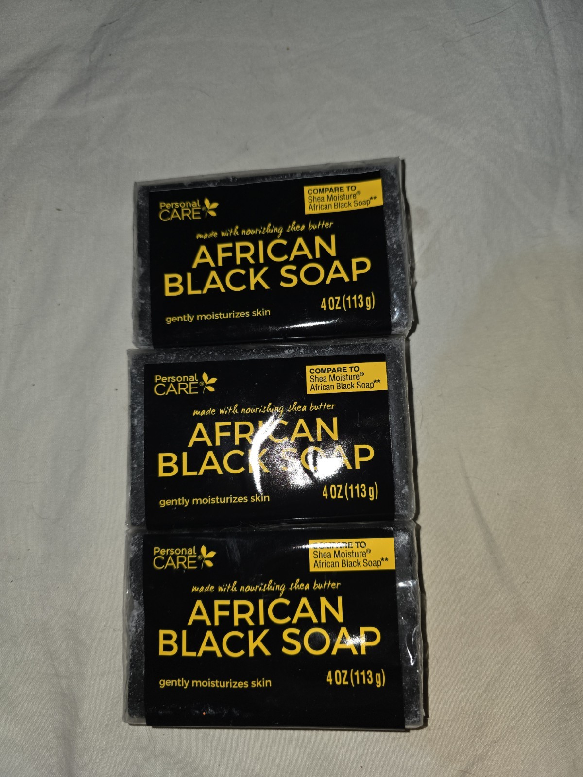 Personal Care African Black Soap With Shea Butter, Moisturizing 4 oz, 3pk