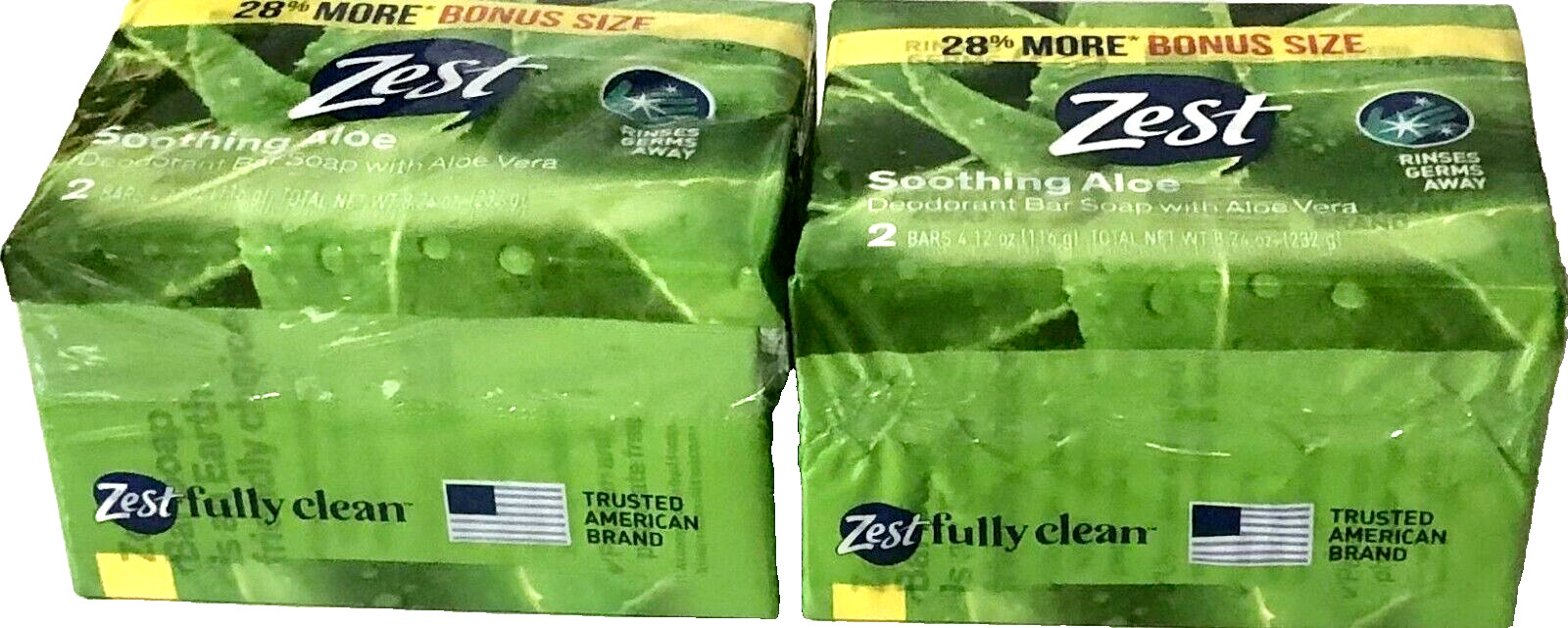 Zest Soothing Aloe Deodorant Bar Soap 4.12 Oz (1 set with 4 Bars)