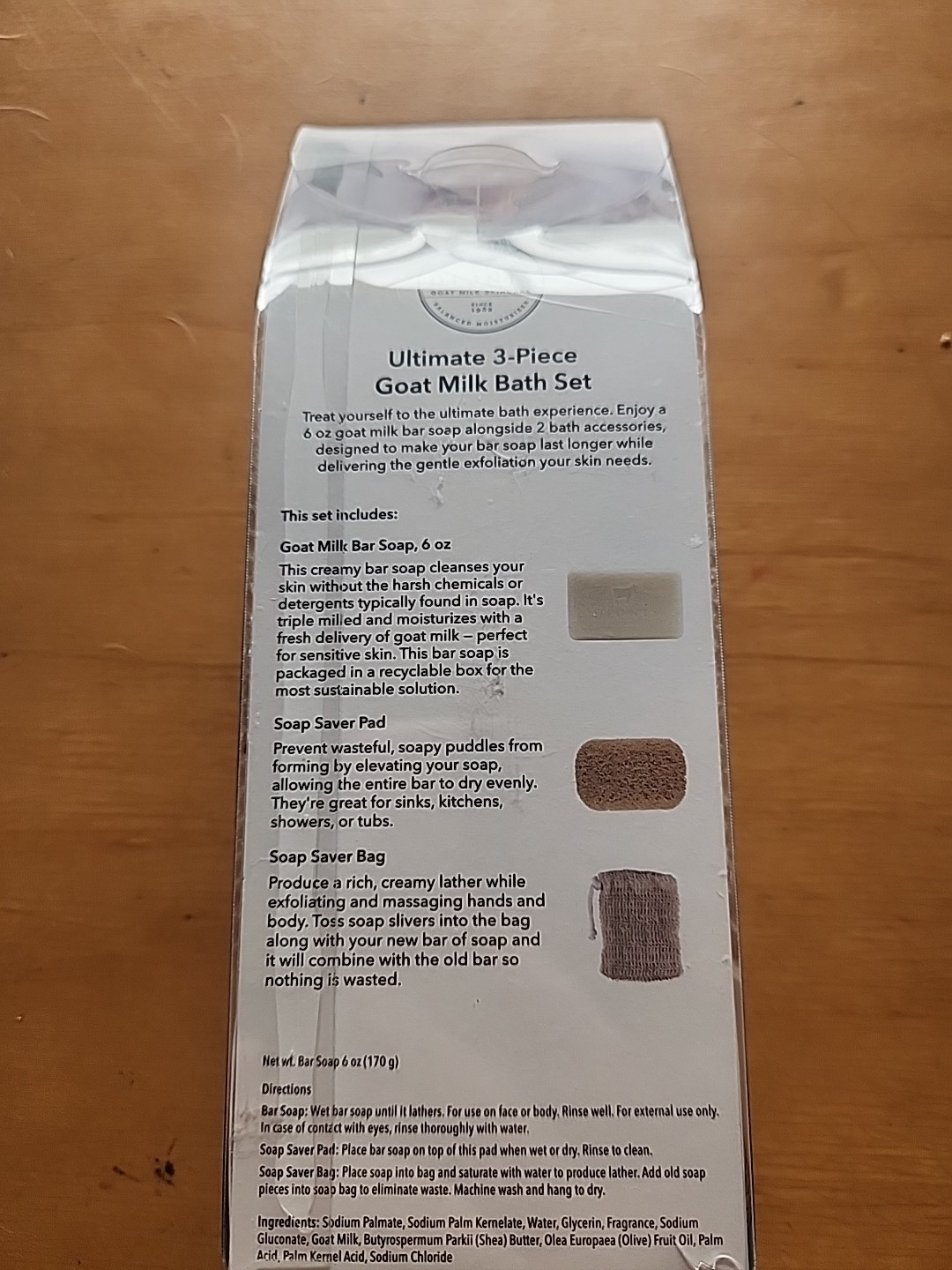 Dionis Sea Treasures Goat Milk Bar Soap Bath Set 6oz. Saver Bag & Pad