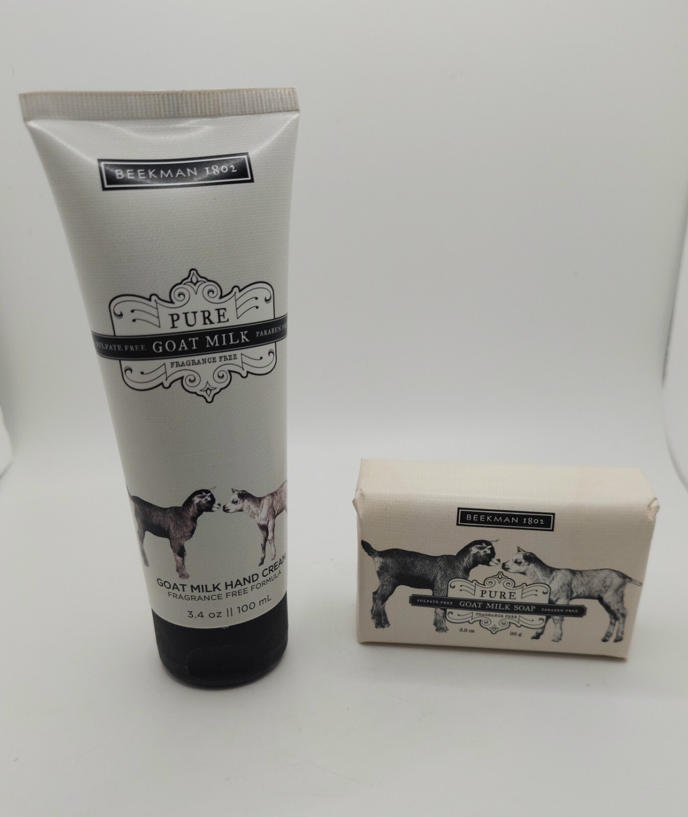 Beekman 1802 Hand Cream 3.4 oz,Bar Soap 3.5 oz Pure Goat Milk Fragrance Free NEW