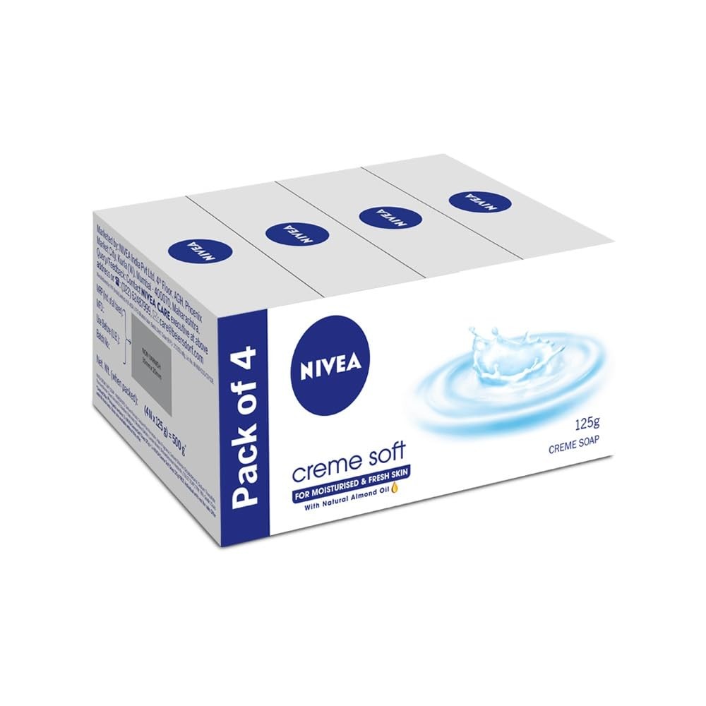 Nivea Creme Soft Soap, For Hands And Body,125g (Pack of 4)