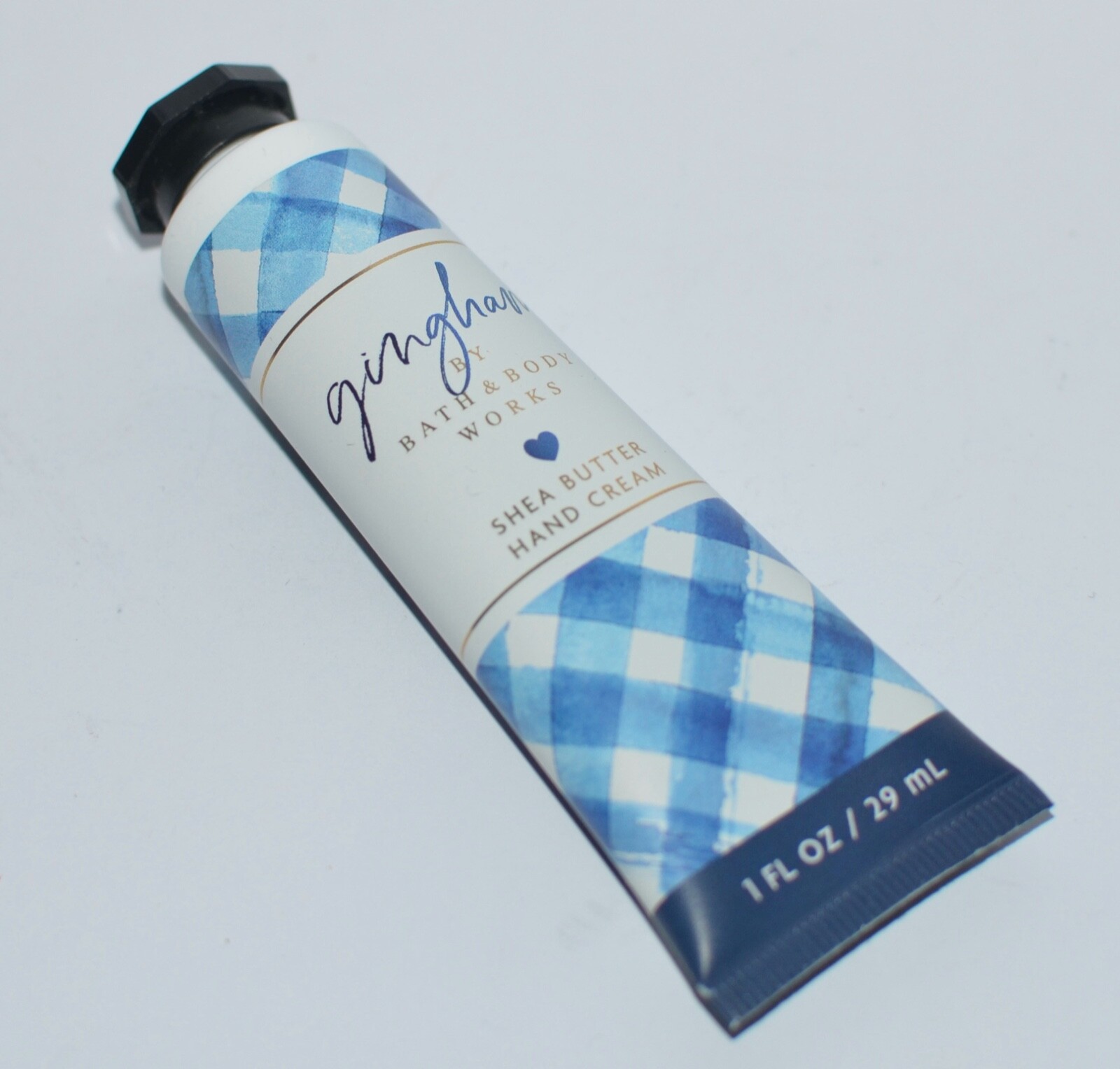 1 BATH & BODY WORKS BLUE GINGHAM HAND CREAM LOTION SHEA BUTTER TRAVEL SIZE 1 OZ