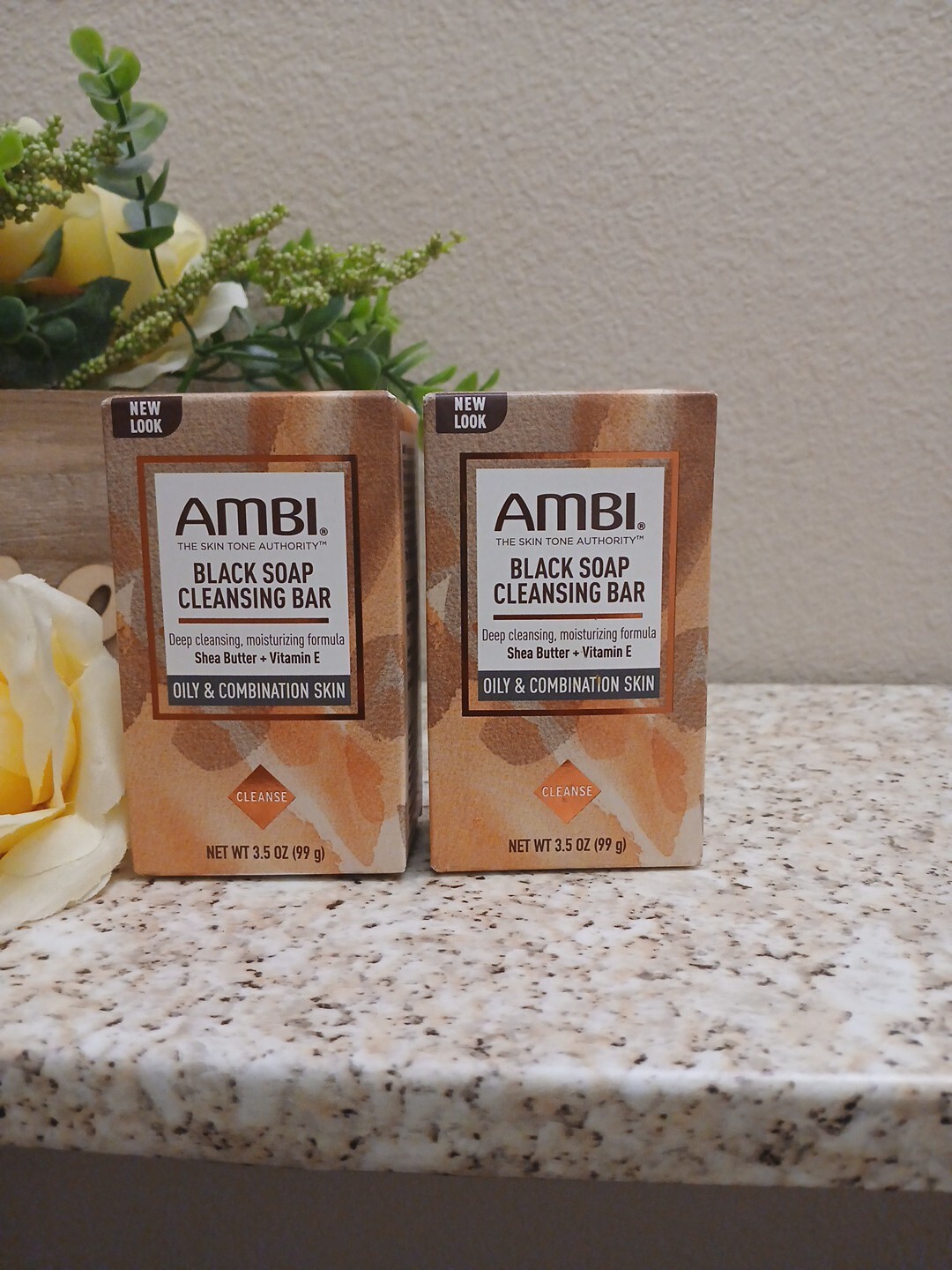 Pack of 2) .AMBI Skin Care Soap Black soap With Shea Batter 3.5 oz FREE SHIPPING