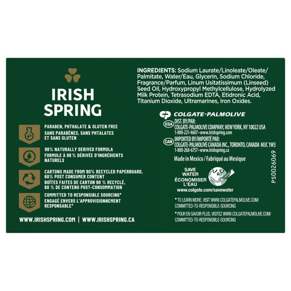 Irish Spring Moisture Blast Bar Soap (3 Bars/Pack), 11.1oz (314.4g) (Pack of 2)