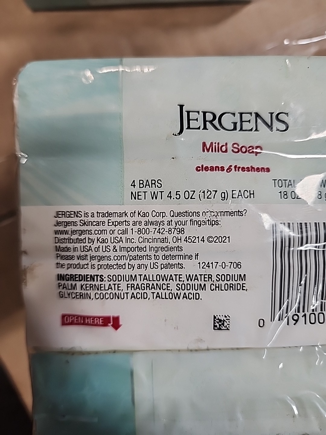 8x Lot Jergens Mild Soap 4.5 Oz Bars W/ Tallow & Tallowate (2x Pack of 4 Bars)