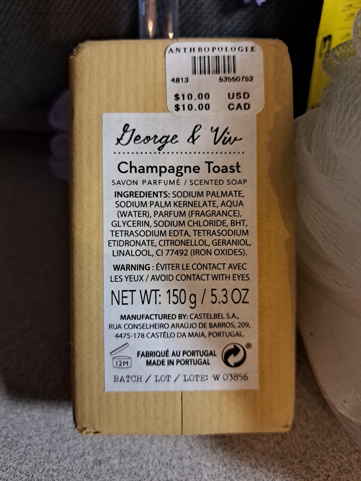 Anthropologie Champagne Toast Scented Soap George & Viv & scrubbers #2052L183