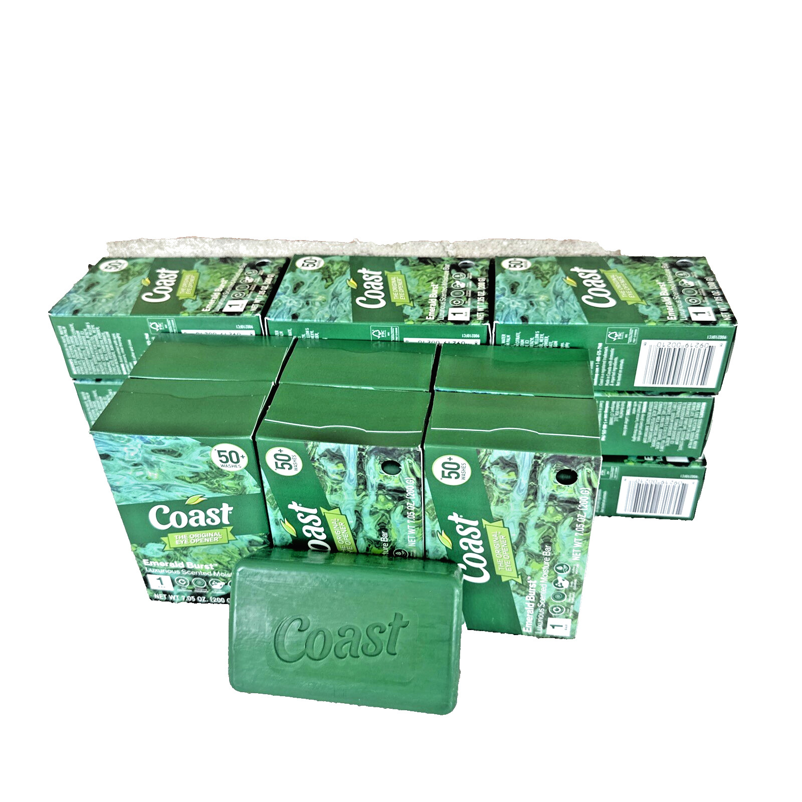 Coast 18 Bars Soap Moisturizing Luxurious Emerald Burst Each Bar 7.05 Oz Jumbo18