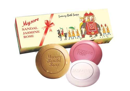 Mysore Sandal, Jasmine & Rose Soap Bar 150g Each – Luxury Bath Soap (Pack of 3)