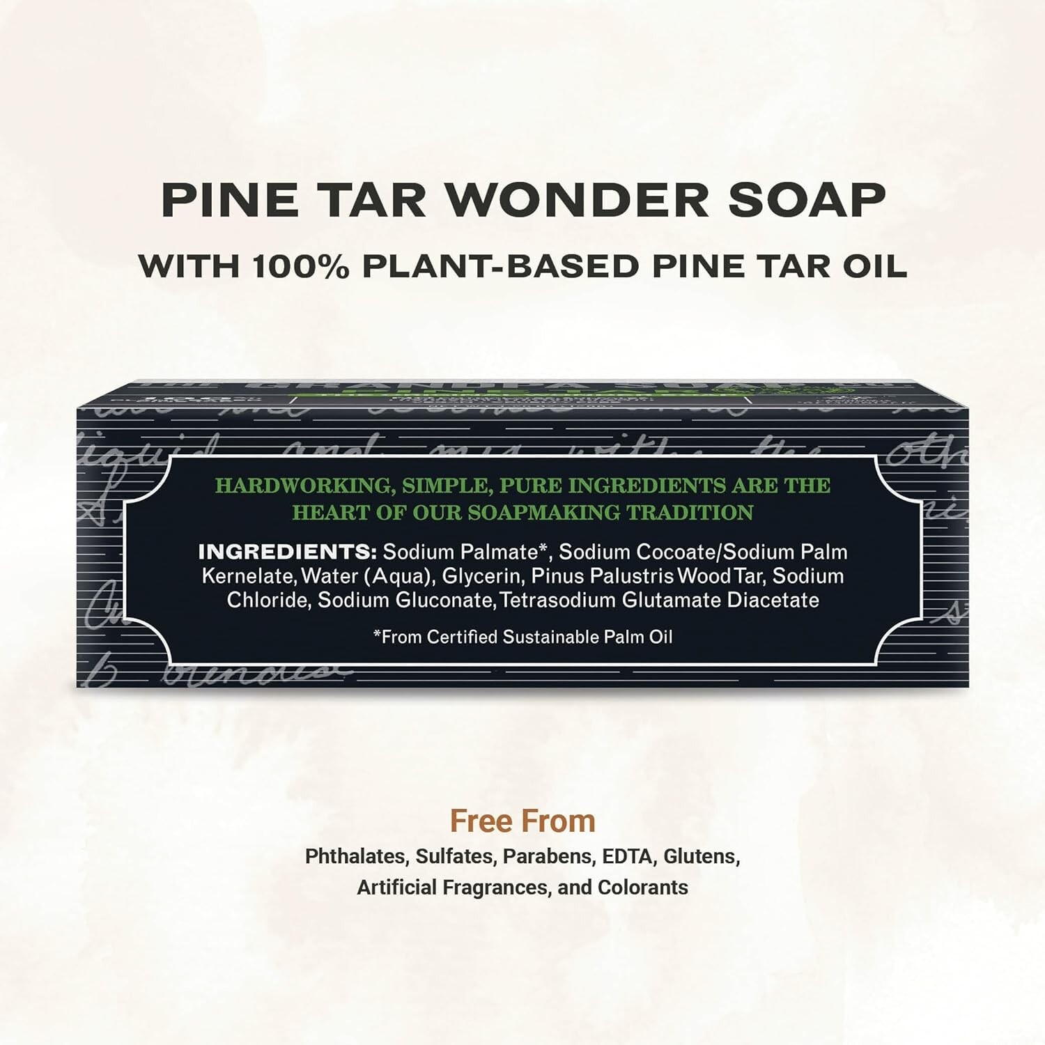 3-in-1 Pine Tar Soap for Men – Vegan and Cruelty-Free, 4.25 Oz Bars, 8 Pack