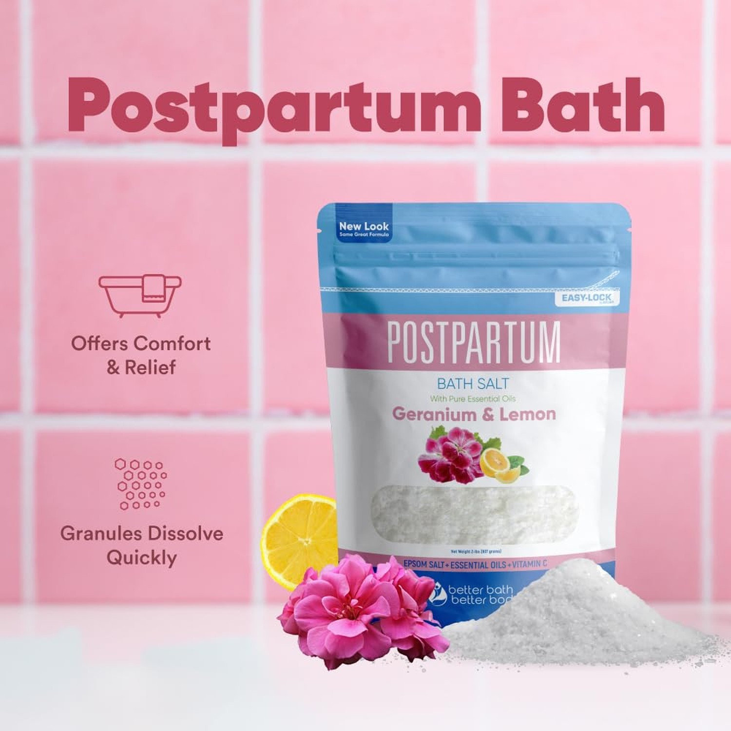 Postpartum Sitz Bath Soak (2 Lbs) Postpartum Care for New Moms Bath Salt with…