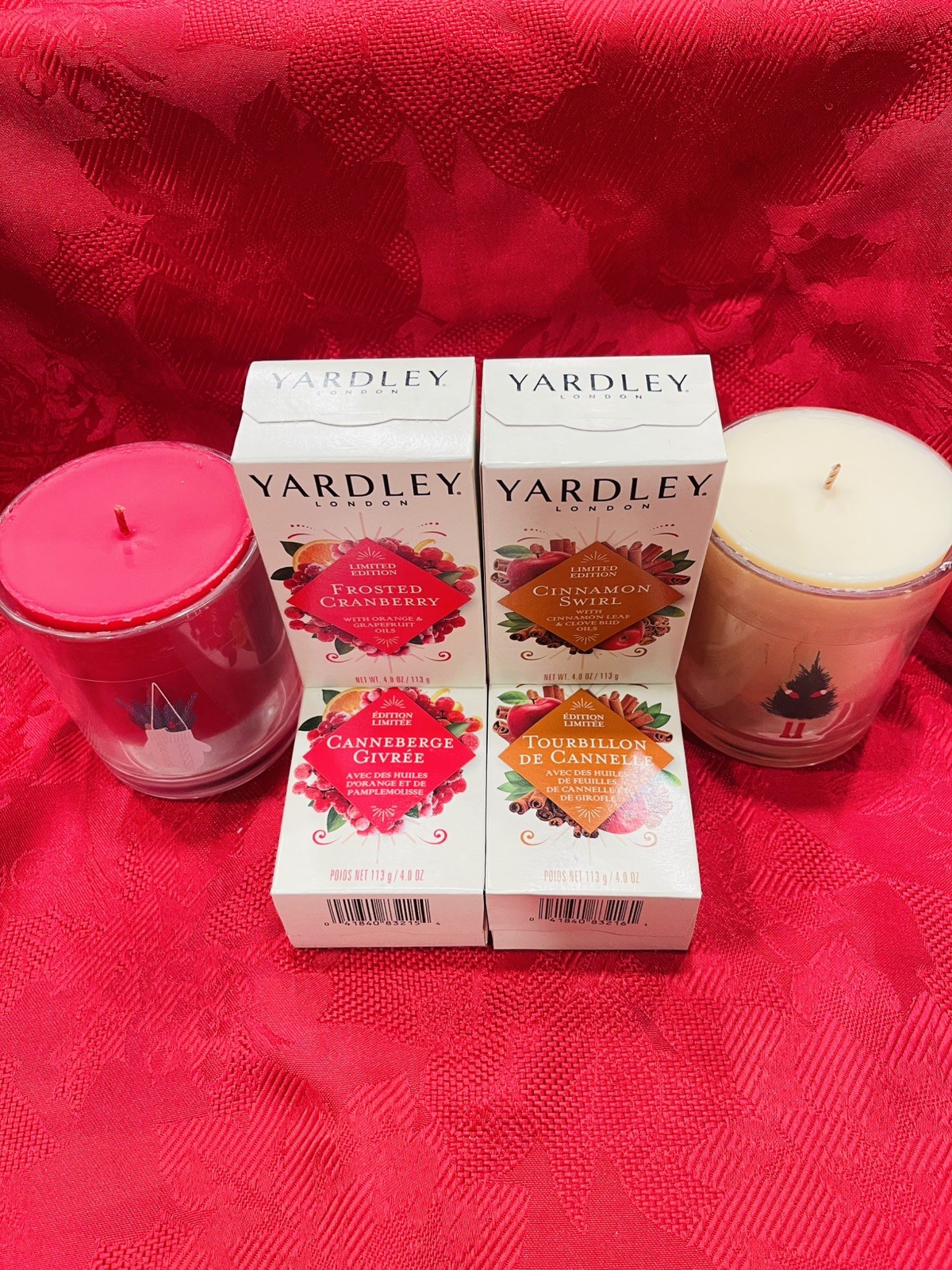 Yardley London Cinnamon Swirl & Frosted Cranberry Soap Bars 4oz Lot of 4