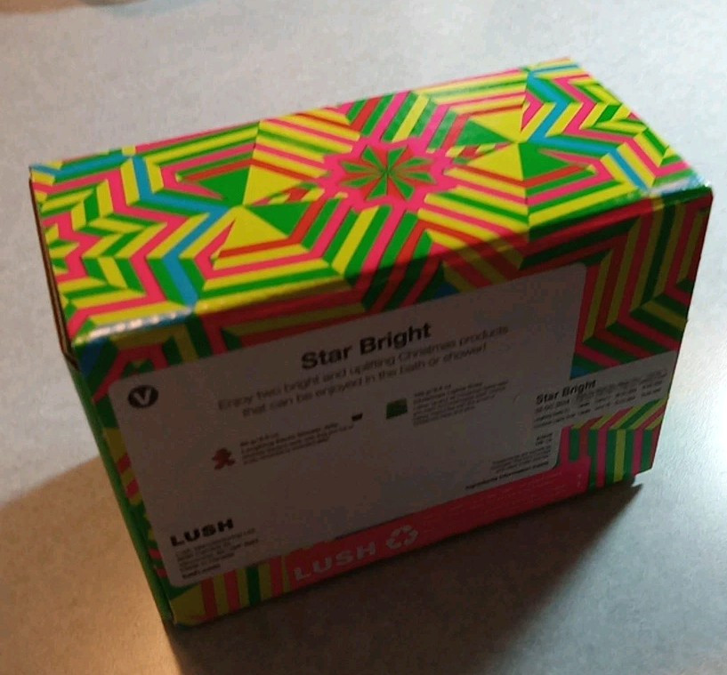 LUSH Cosmetics Star Bright EMPTY Box Laughing Santa Jelly Christmas Lights Soap