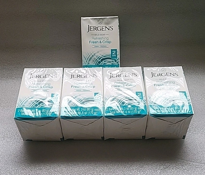 5x Lot Jergens Fresh & Crisp Mild Soap 10 Bars Total New Sealed