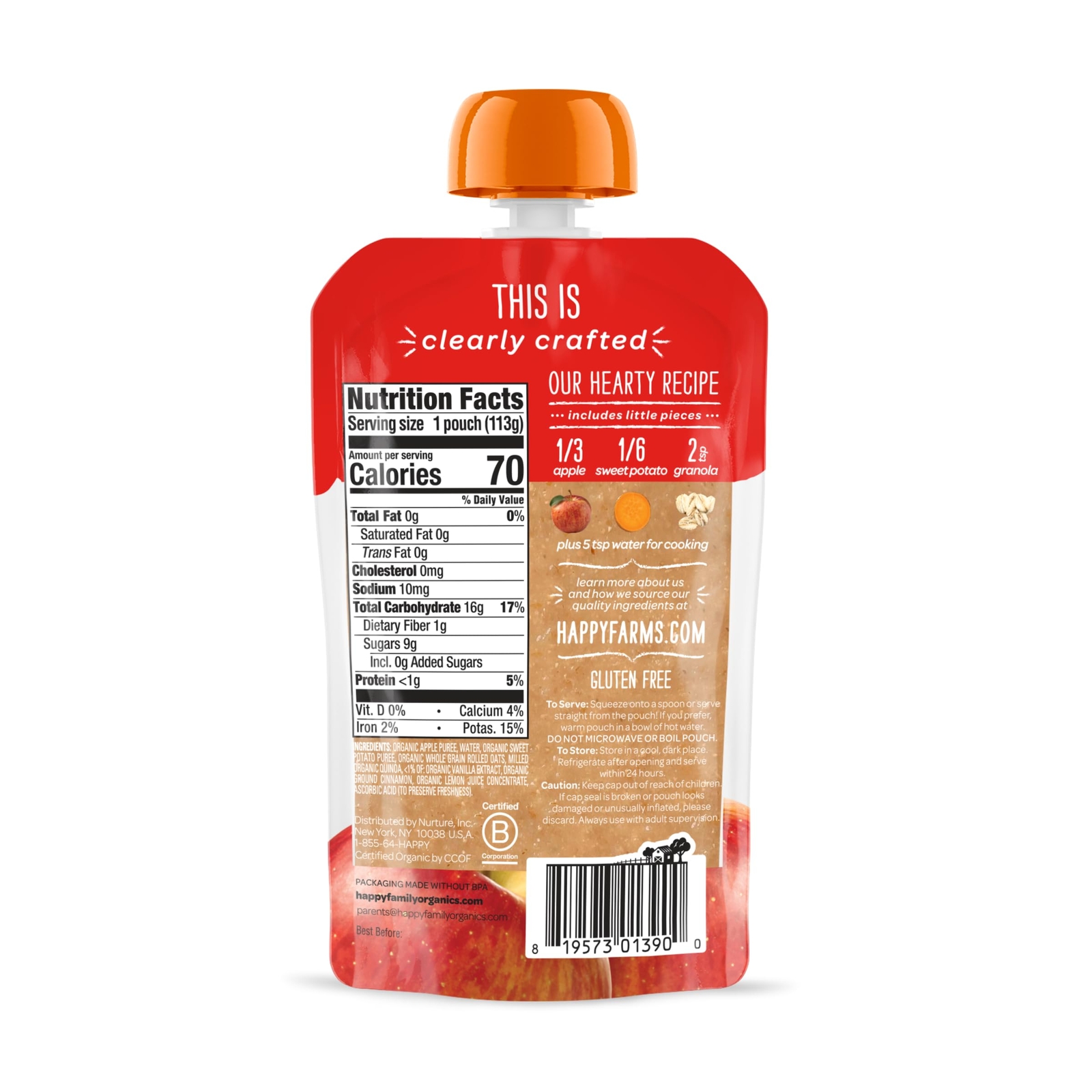Happy Baby Organic Clearly Crafted Apples Sweet Potatoes Granola Pack of 16